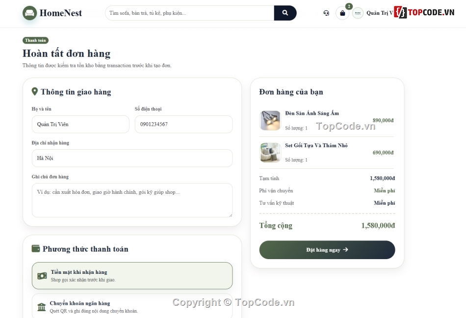 giao diện nội thất,nội thất,website nội thất
